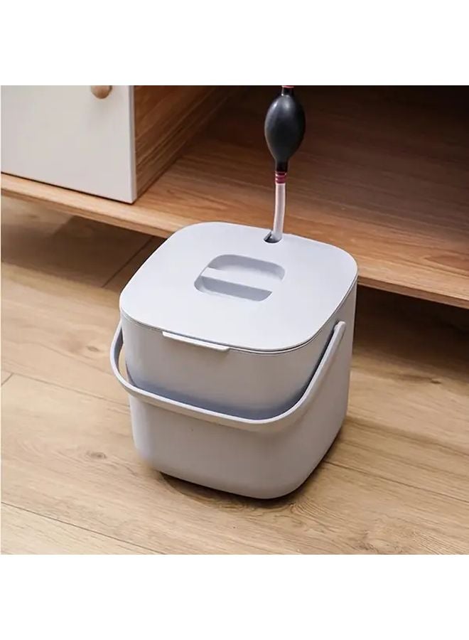 Khaki Kitchen Compost Bin with Handle for Dry Wet Waste Separation - Image 2